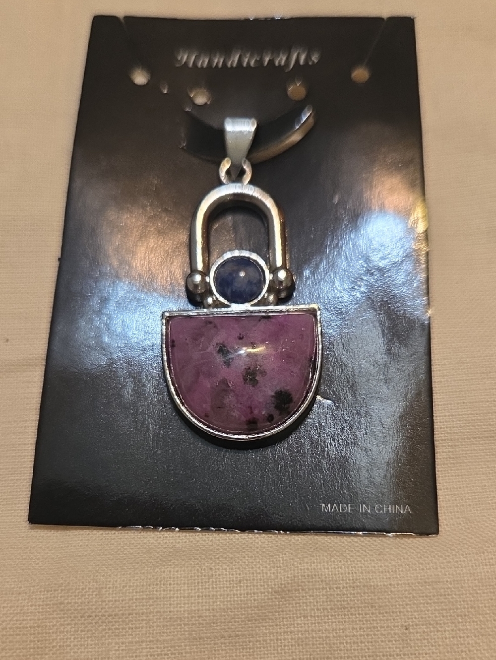 Purple Stone Half-Moon Pendant